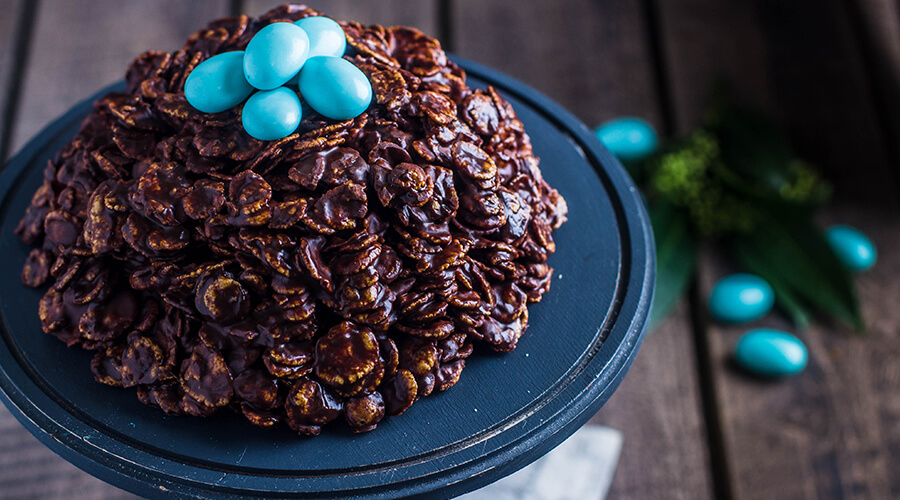 cornflake cake on platter