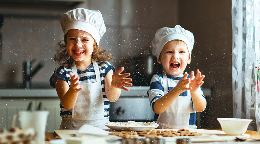 kids cooking in kitchen