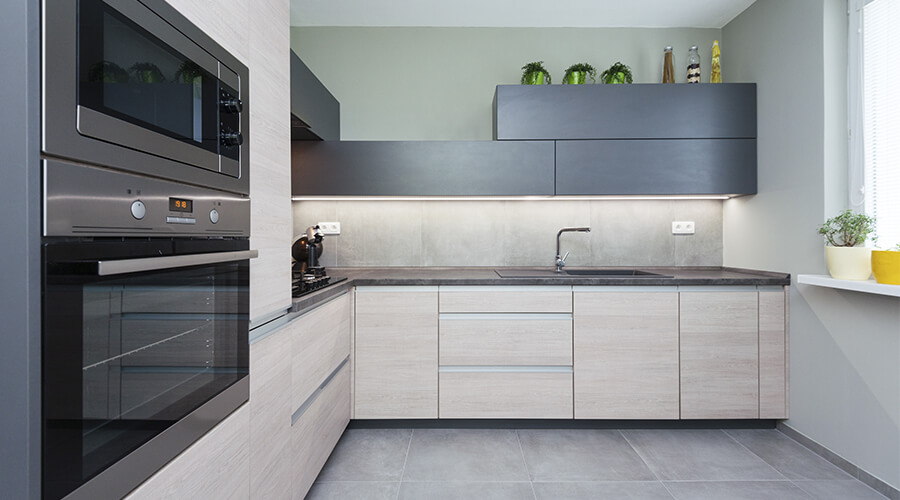 grey spacious kitchen