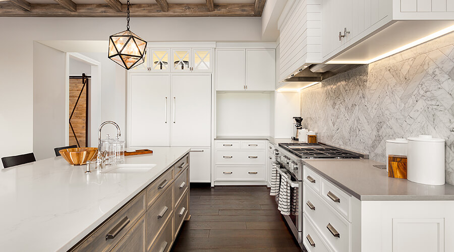 white kitchen with alcove