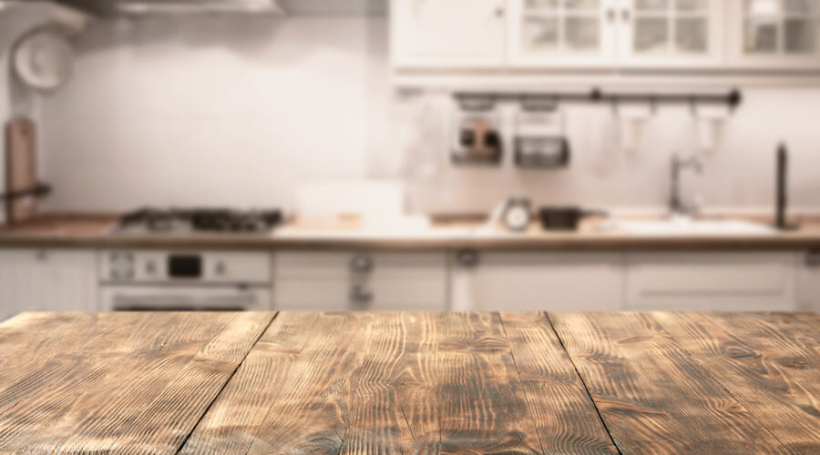 wooden kitchen counter