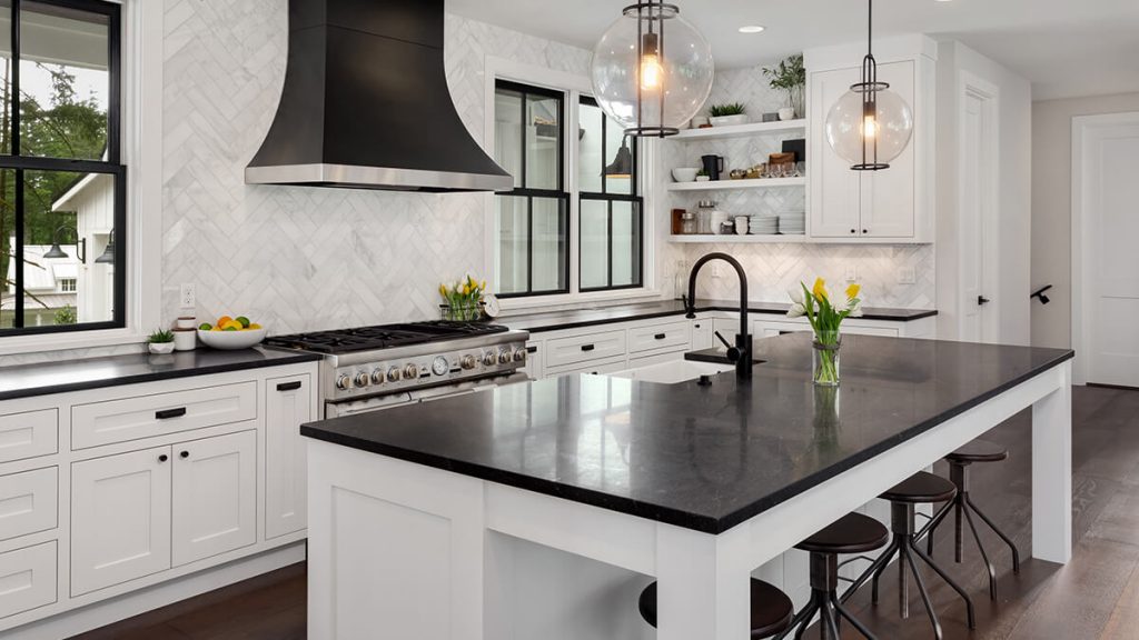 black and white kitchen